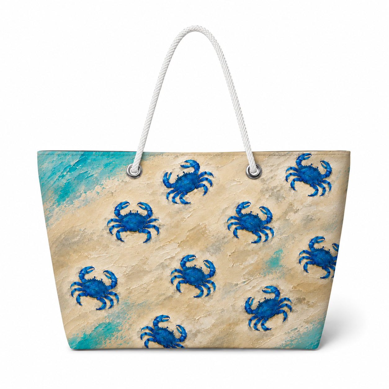 Lots of Blue Crabs large recycled sail tote