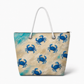 Lots of Blue Crabs medium recycled sail tote