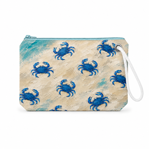Lots of Blue Crabs recycled sail wristlet