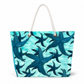 Lots of Starfish extra-large recycled sail tote bag with white rope handles