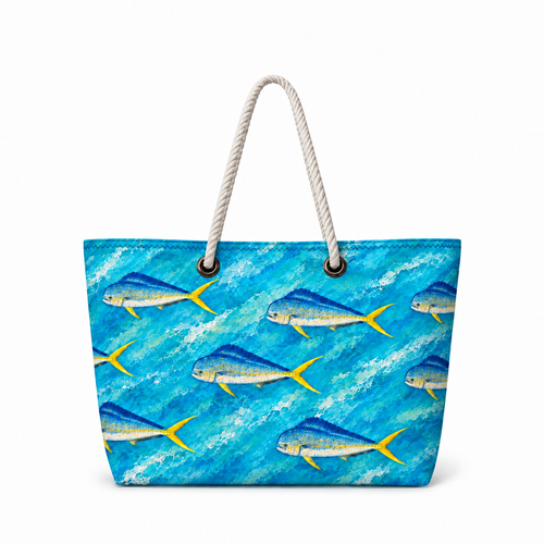 Large Mahi mahi recycled sail tote handmade in Florida