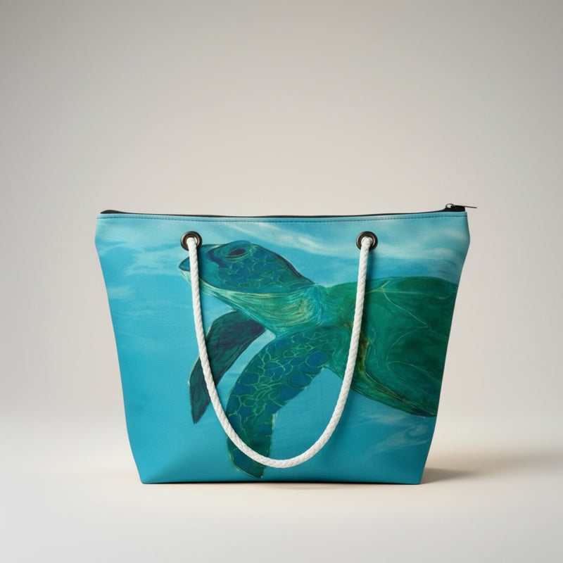 Original Sea Turtle Art Recycled Sail Tote Bag