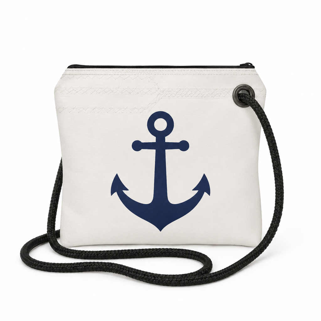 Navy Anchor recycled sail crossbody