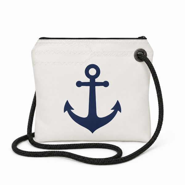 Navy Anchor Recycled Sail Bag | Original Nautical Art