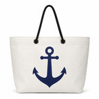 Navy Anchor large recycled sail tote