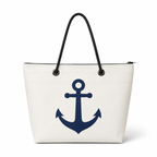 Navy Anchor medium recycled sail tote