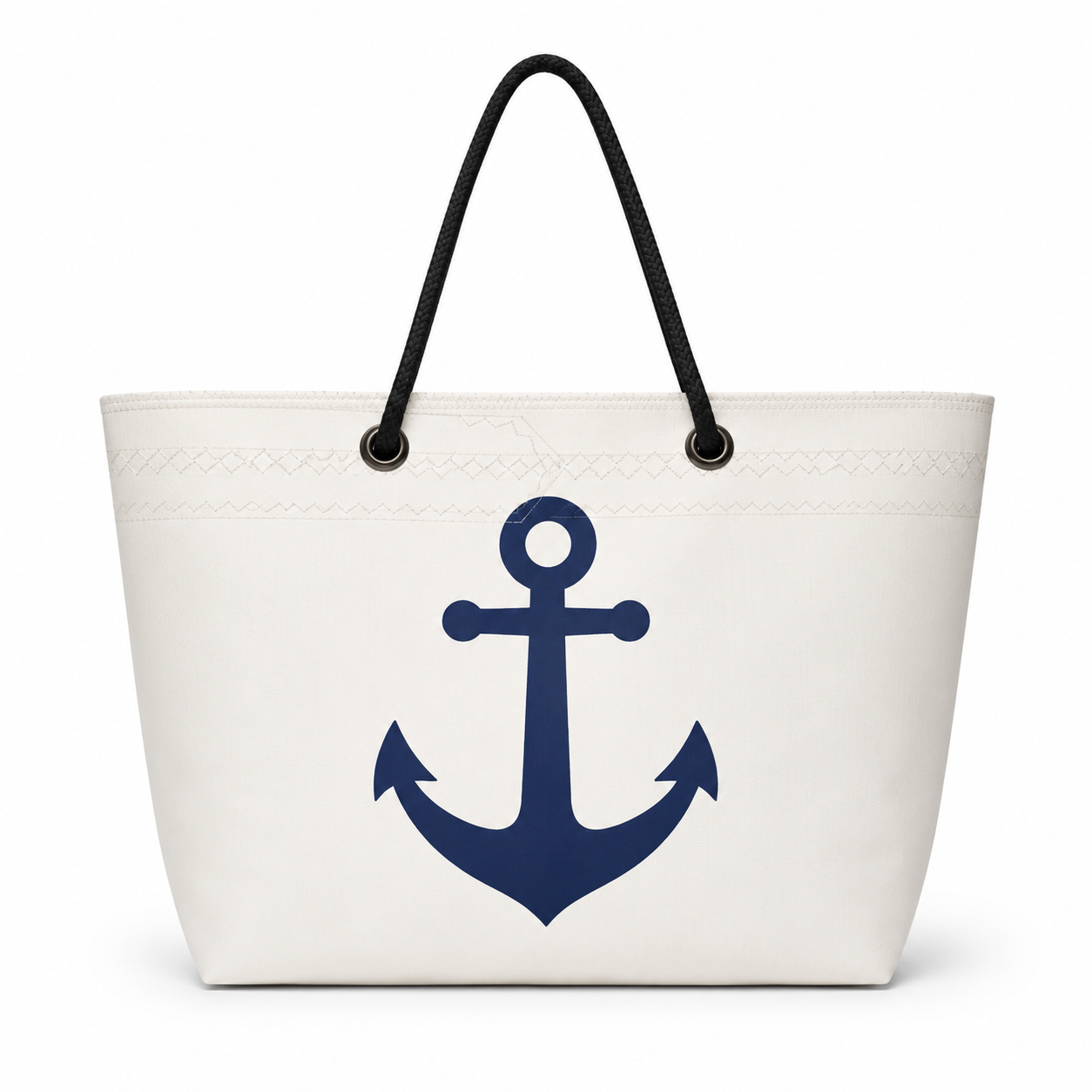 Navy Anchor XL recycled sail tote