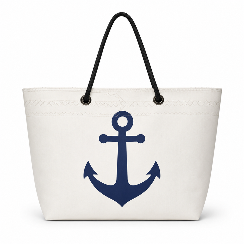 Navy Anchor Recycled Sail Bag | Original Nautical Art