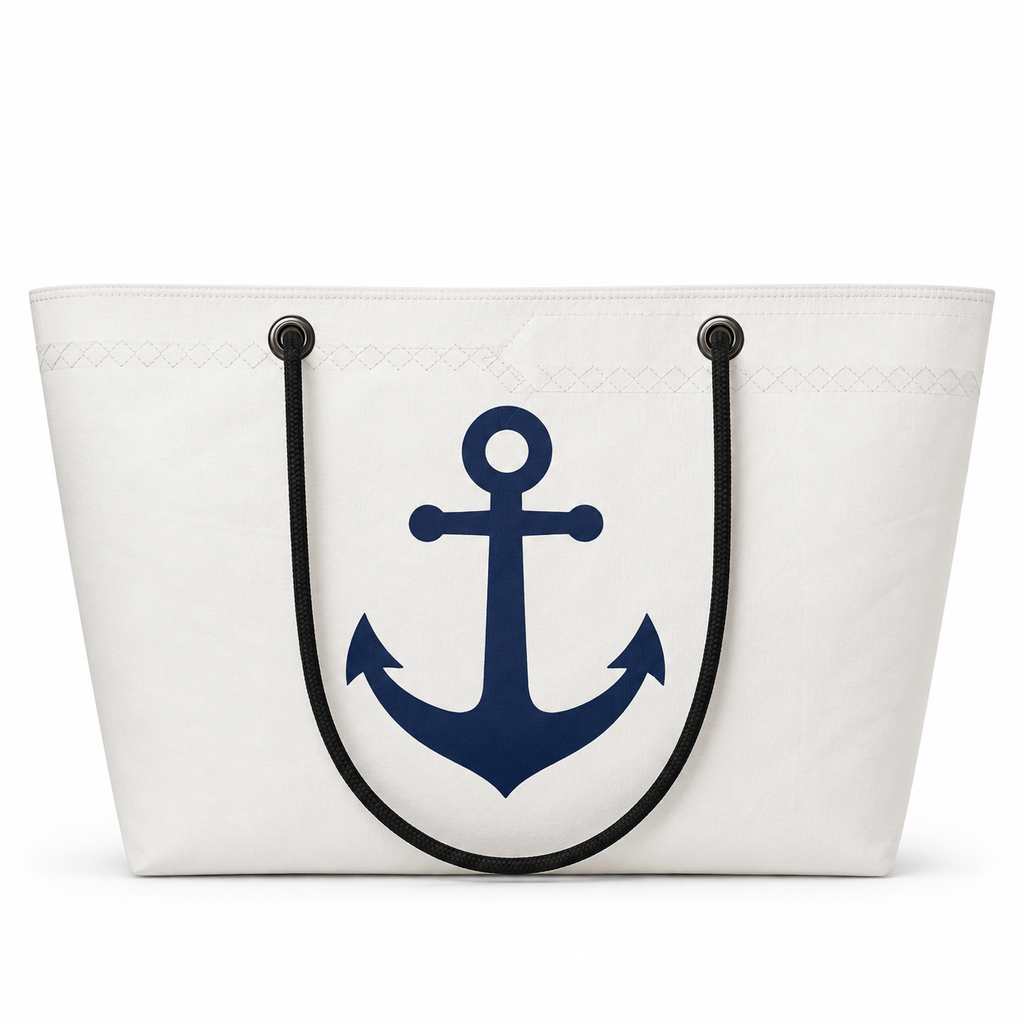 Navy Anchor XXL recycled sail tote