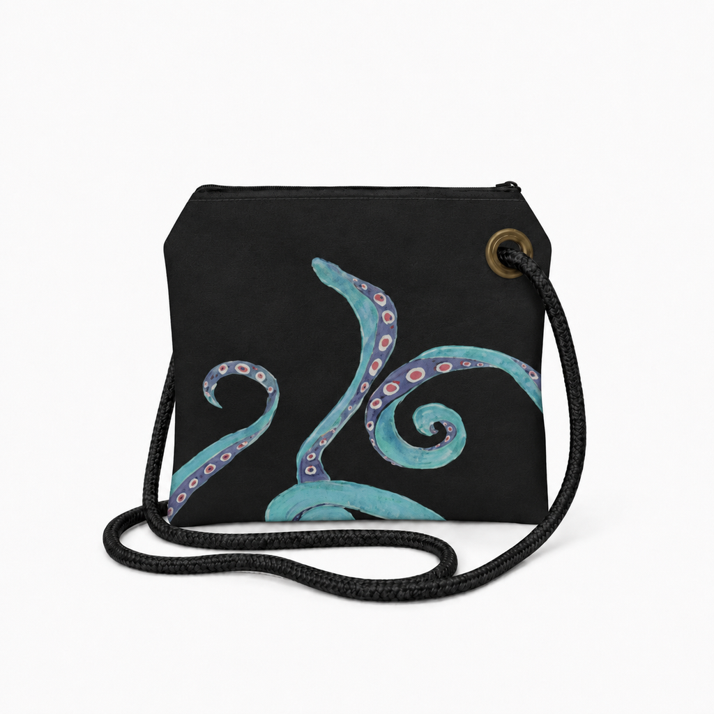 Octavia Crossbody recycled sail bag back with original octopus artwork