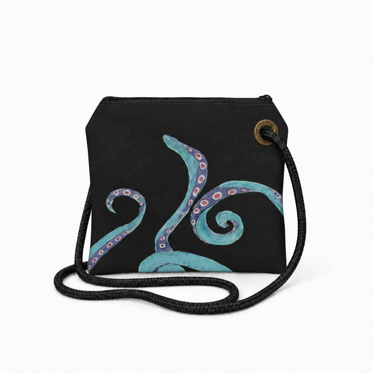 Octavia Crossbody recycled sail bag back with original octopus artwork