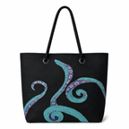 Octavia large tote back with original octopus artwork on recycled sailcloth
