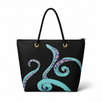 Octavia medium tote back with original octopus artwork on recycled sailcloth