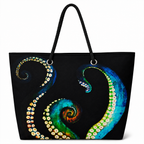 Octavius Original large recycled sail tote with original octopus tentacle artwork
