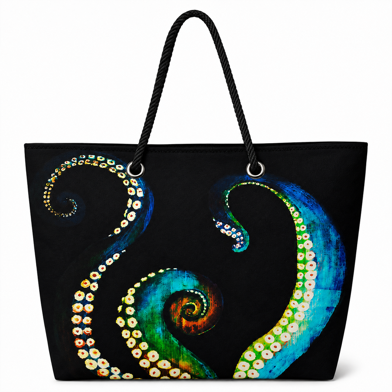 Octavius Original large recycled sail tote with original octopus tentacle artwork