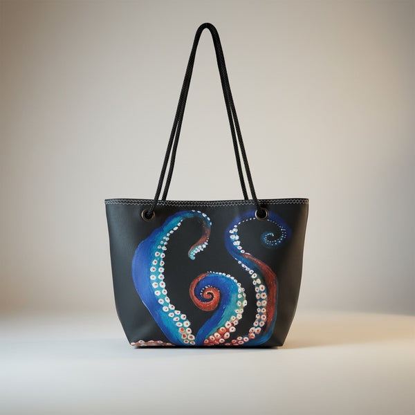 Recycled Sailcloth Octopus Tentacles Art Tote Bag: Crossbody or Wristlet