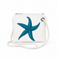 One Starfish crossbody recycled sail bag with zipper and white rope strap