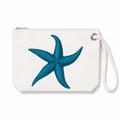 One Starfish wristlet recycled sail bag with zipper and white rope loop