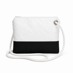 Plain white with black bottom Crossbody recycled sail bag