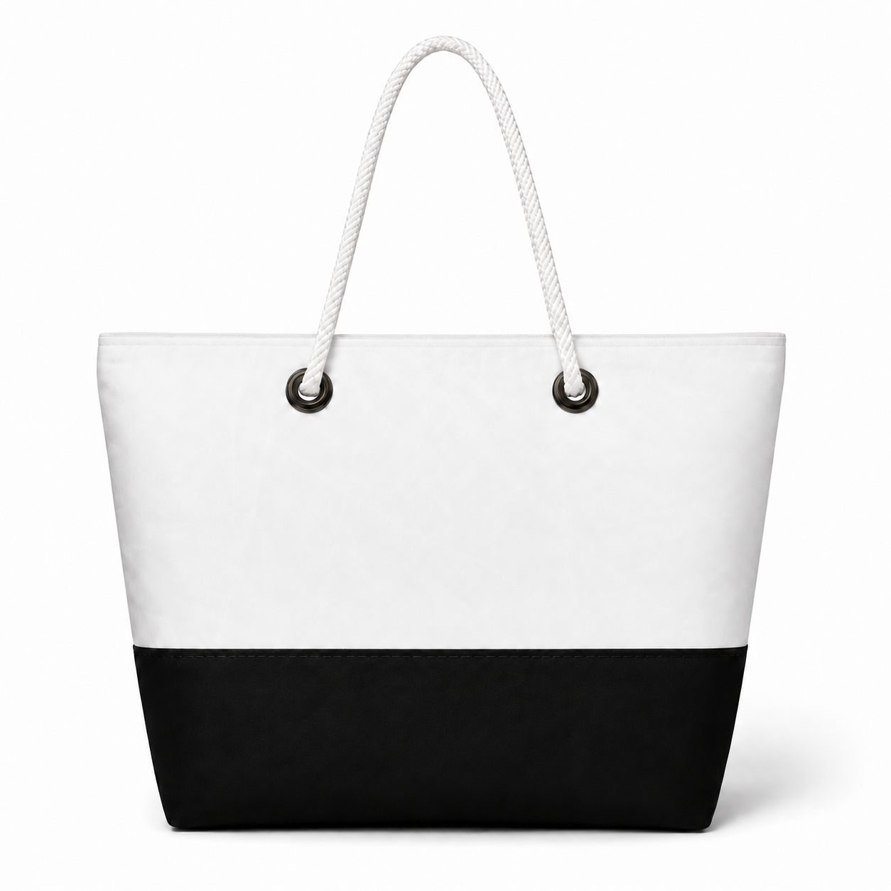 Plain white with black bottom Large recycled sail bag