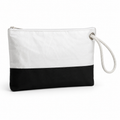 Plain white with black bottom Wristlet recycled sail bag