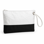 Plain white with black bottom Wristlet recycled sail bag