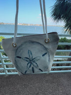 Recycled Sail Sand Dollar Tote Bag: Original Art Crossbody