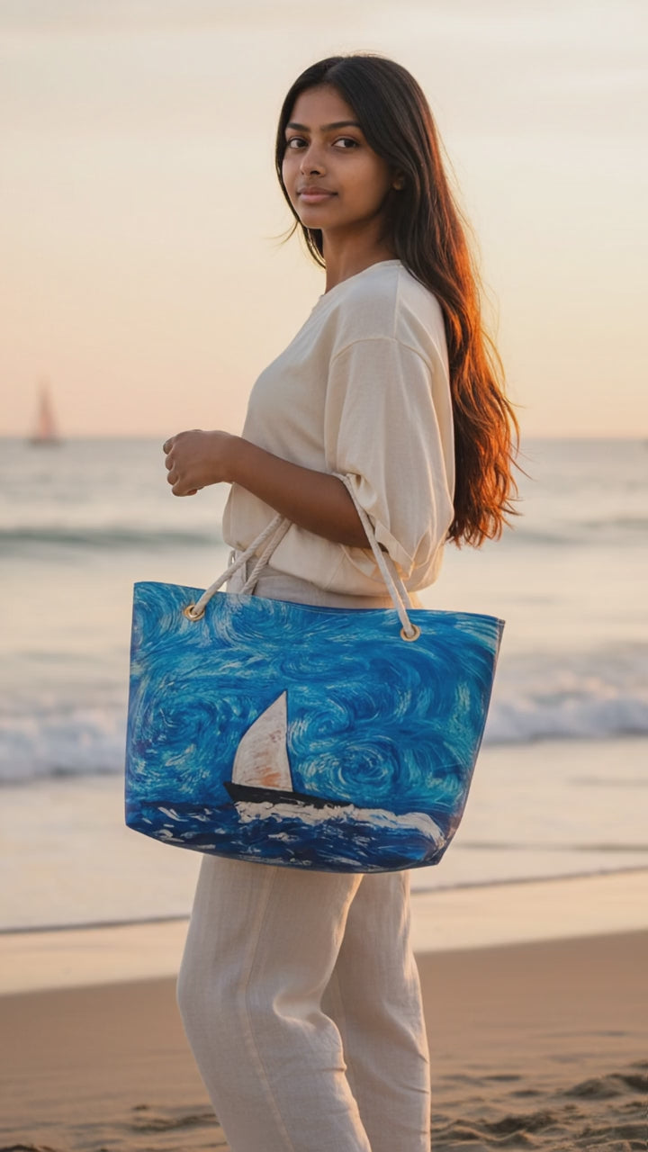 Starry Sailboat recycled sail bag video