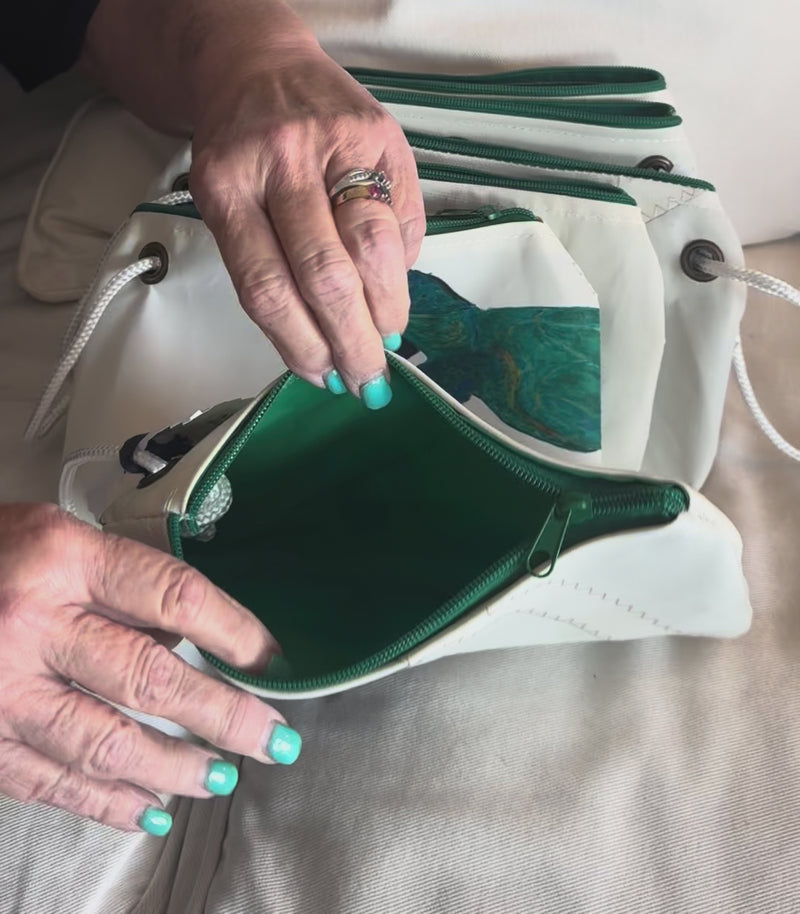 White Sea Turtle Recycled Sail Bag | Original Florida Art