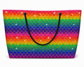 Rainbow Mermaid extra-large recycled sail tote bag with hidden marine Velcro closure