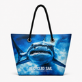 Recycled Sail Shark large recycled sail tote with black rope handles