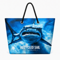 Recycled Sail Shark XL recycled sail tote with black rope handles