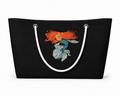 Red Mermaid XXL recycled sail tote bag with continuous white rope handle