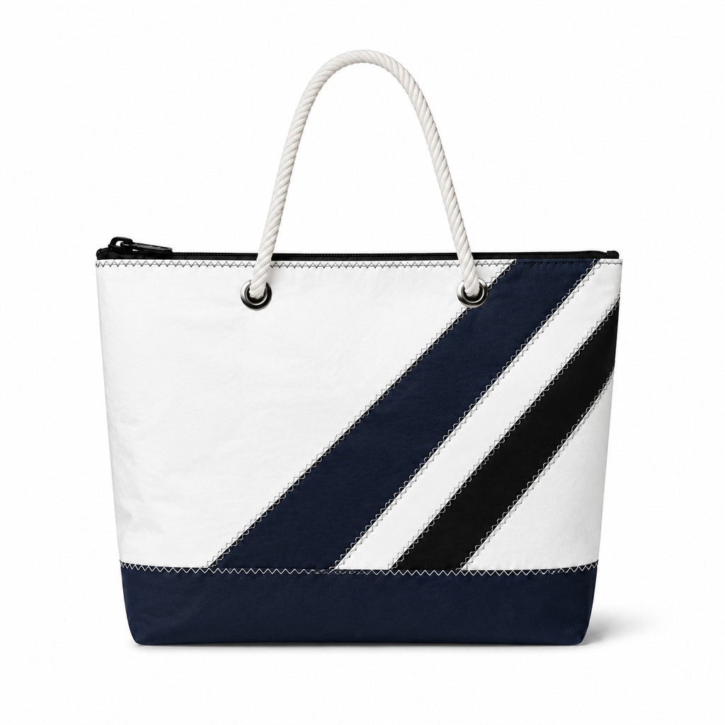Regatta Diagonal Stripe Medium recycled sail tote