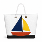 Regatta Sailboat large recycled sail tote bag