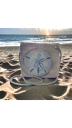 Recycled Sail Sand Dollar Tote Bag: Original Art Crossbody