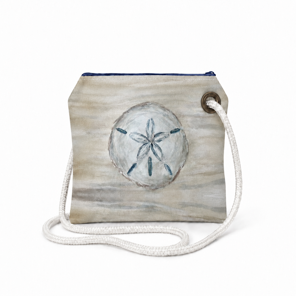 Recycled Sail Sand Dollar Tote Bag: Original Art Crossbody