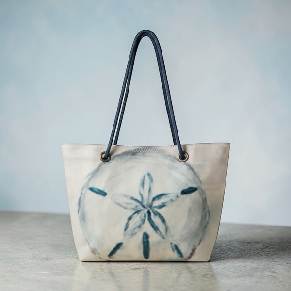 Recycled Sail Sand Dollar Tote Bag: Original Art Crossbody