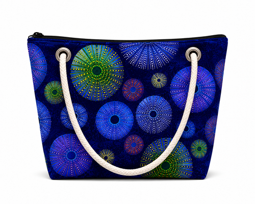 Sea Urchin medium recycled sail tote bag with zipper closure
