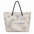 St. Pete Chart large recycled sail tote with original St. Petersburg nautical chart artwork