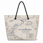 St. Pete Chart large recycled sail tote with original St. Petersburg nautical chart artwork