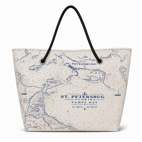 St. Pete Chart Recycled Sail Bag | St. Petersburg Nautical Art – XL