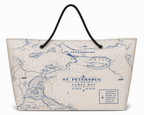 St. Pete Chart XXL recycled sail tote with original St. Petersburg nautical chart artwork