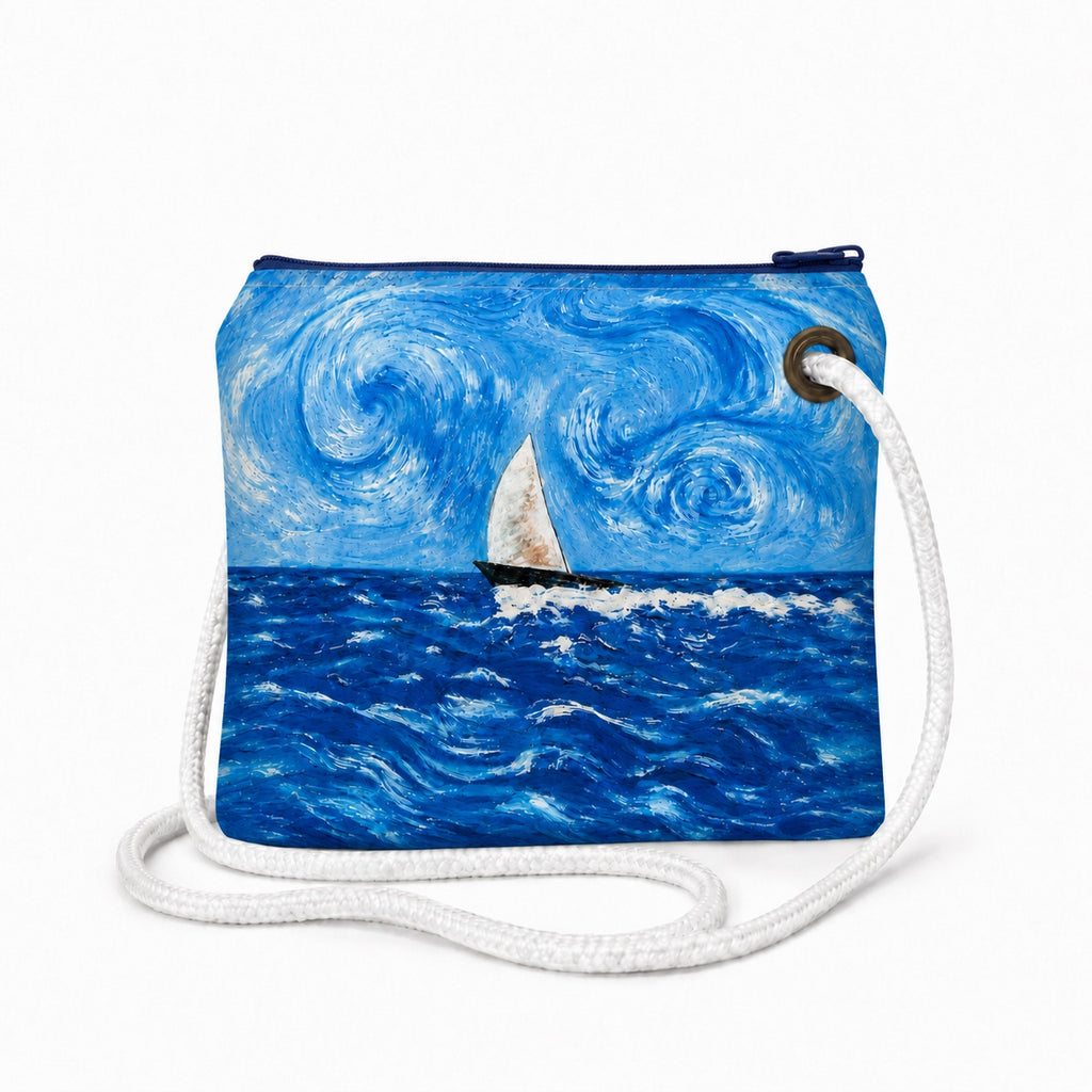 Starry Sailboat recycled sail Crossbody bag