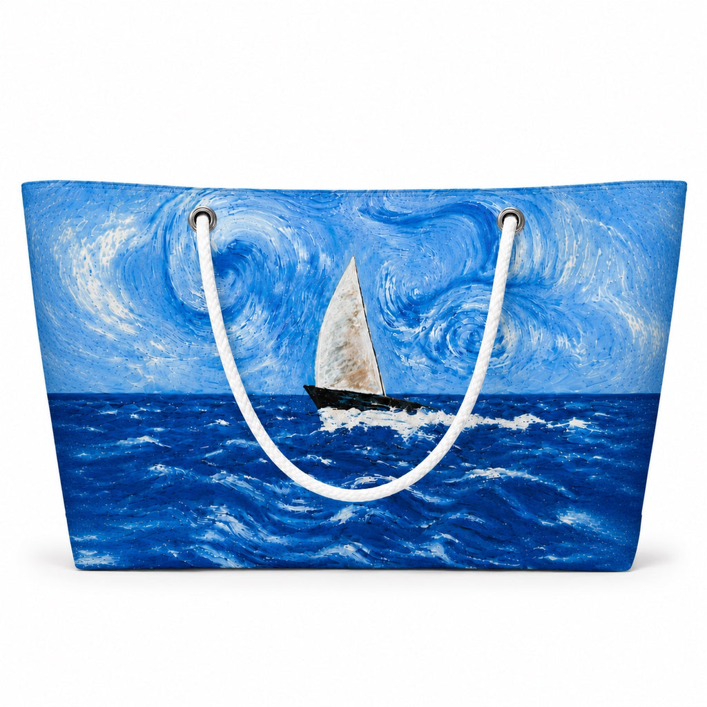 Starry Sailboat recycled sail Large tote