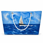Starry Sailboat recycled sail Large tote