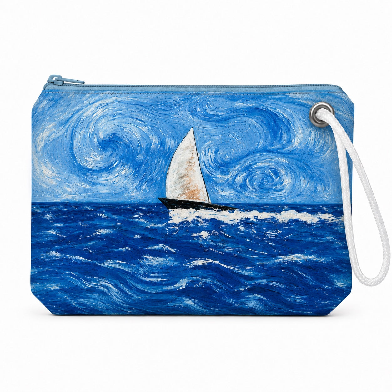 Starry Sailboat recycled sail Wristlet