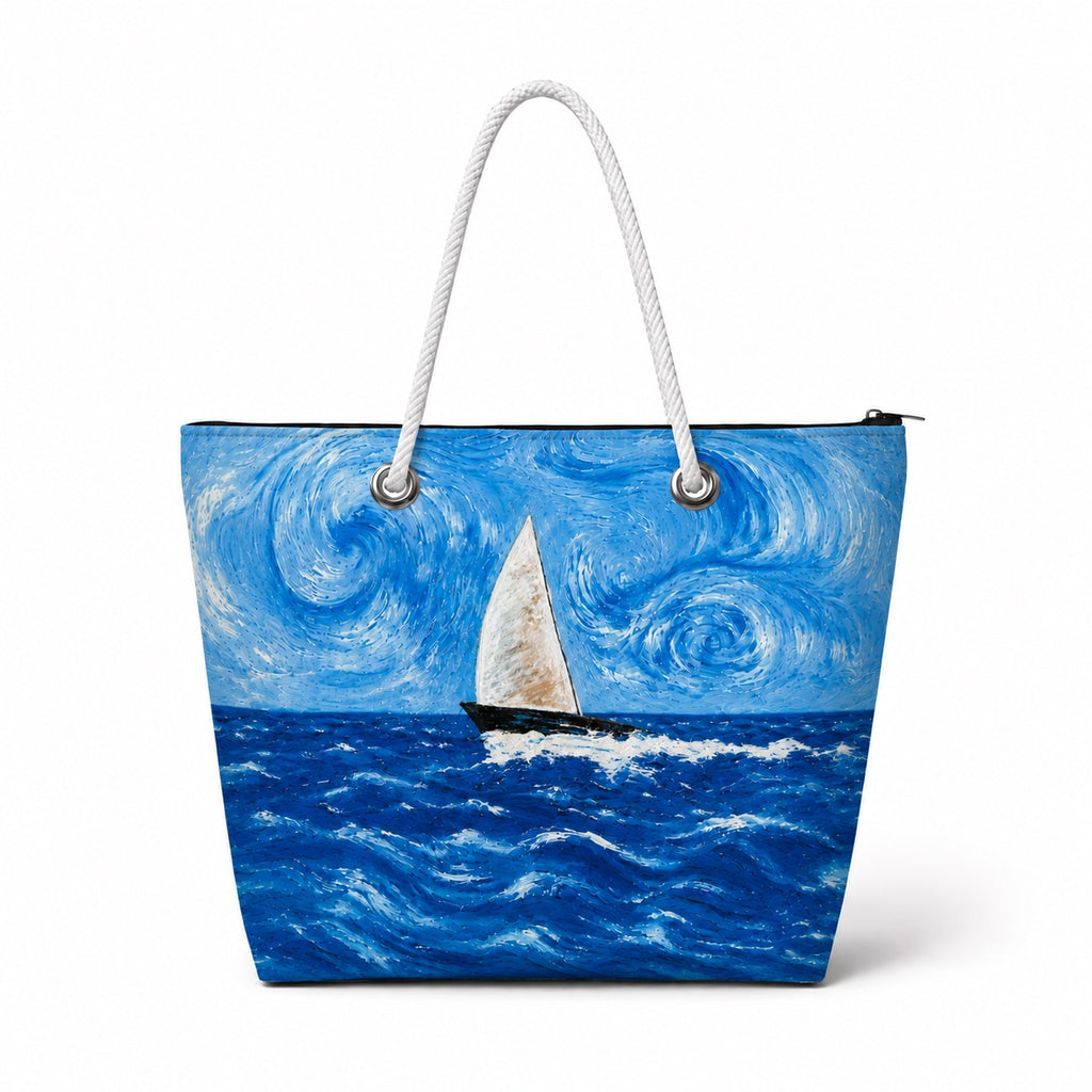 Starry Sailboat recycled sail Medium zipper tote
