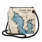 Tampa Bay chart recycled sail crossbody with original Florida nautical map artwork