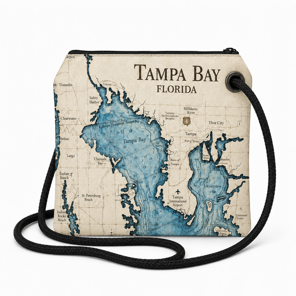 Tampa Bay Chart Recycled Sail Bag | Florida Nautical Art